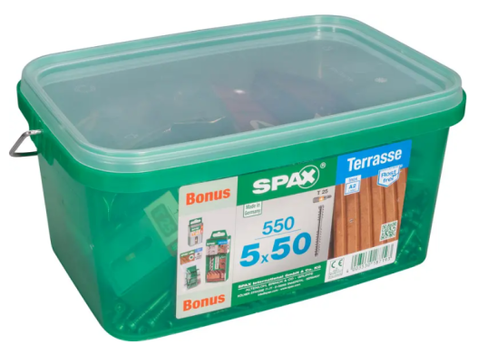 Spax 'Terrassenschrauben ,5 x 50 mm, 550-teilig, Befestigungsgewinde, Zylinderkopf, 4507000500529